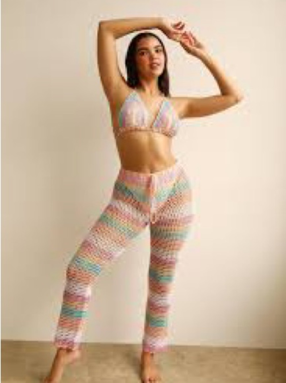 ‼️NWT‼️Rare Dolls Kill Colorful Crochet Bikini Set Size Large
